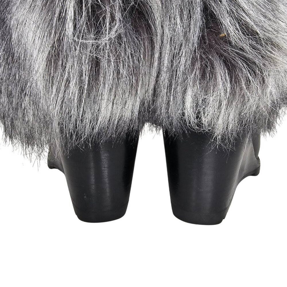 SOREL "Park City" Waterproof Black Leather Faux Fur Wedge Boots | US 8.5 | $300 - Picture 7 of 9